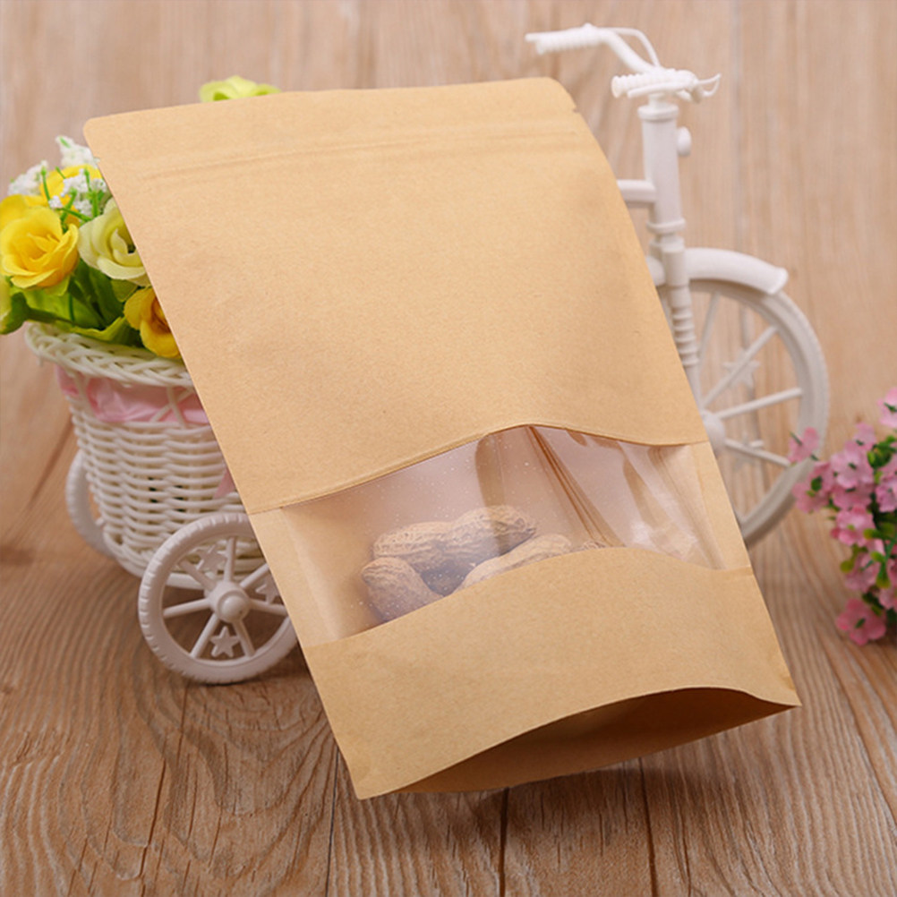 Food Storage And - 50Pcs Kraft Paper Zipper Sealed Stand-Up