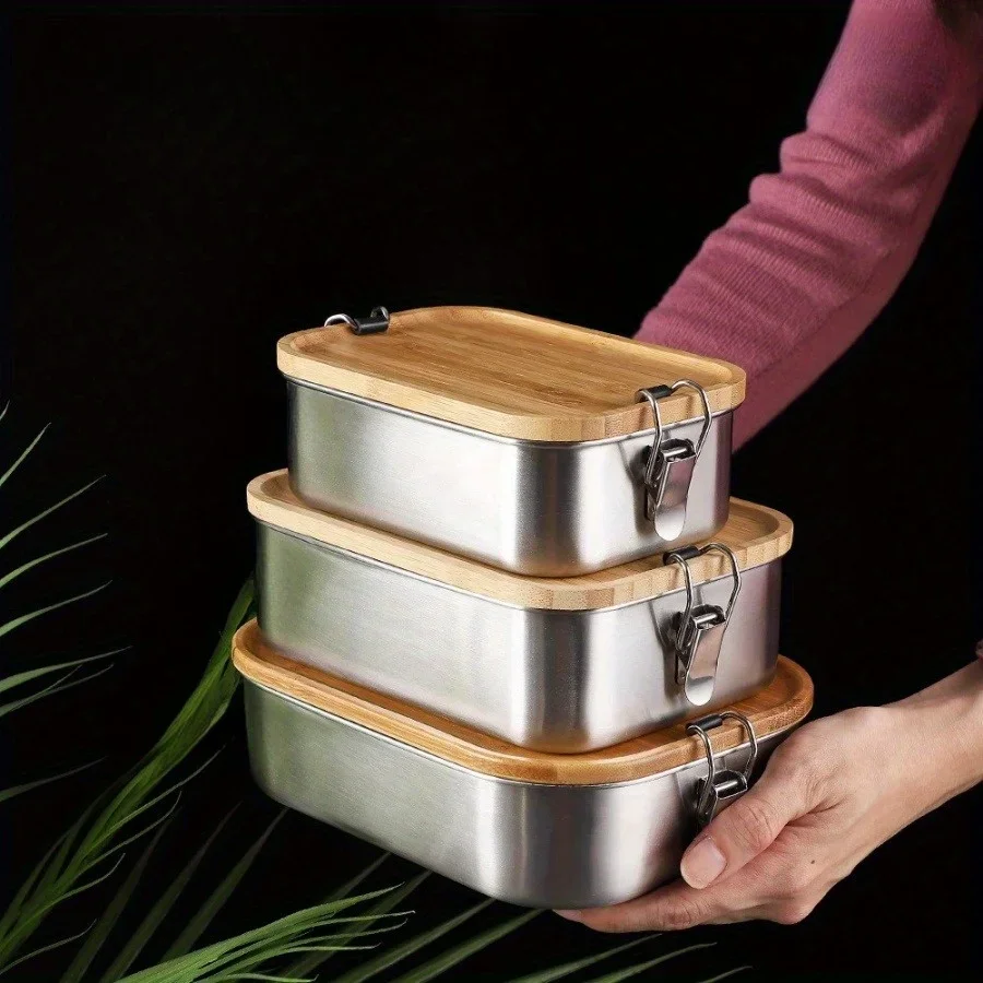 Food Storage Made Easy - New 304 Stainless Steel Bamboo Lid
