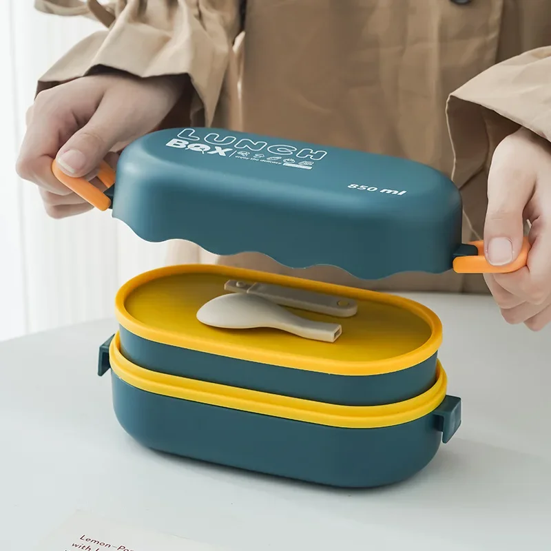Food Storage Made Easy - 850ML Lunch Box Double-layer Plastic Compartment