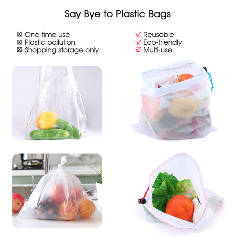 3/9/15pcs Reusable Vegetable F - Produce Bag Reusable Mesh recension och pris