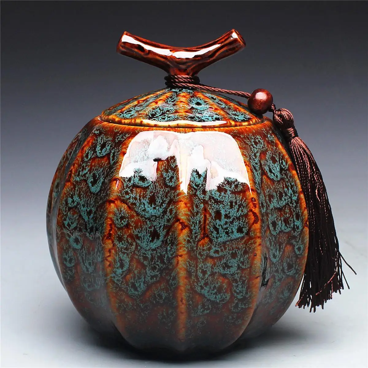 Pumpkin Style Tea Jar Ceramic  - Food Storage Yellow recension och pris