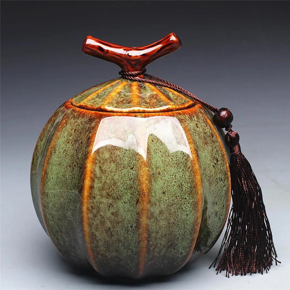 Pumpkin Style Tea Jar Ceramic  - Food Storage Yellow recension och pris