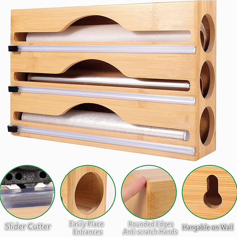3 In 1 Bamboo Foil Cling Film  - Food Storage Cabinet For Kitchen recension och pris
