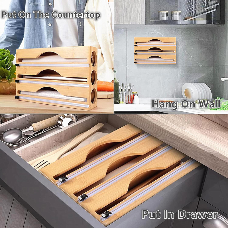 3 In 1 Bamboo Foil Cling Film  - Food Storage Cabinet For Kitchen recension och pris