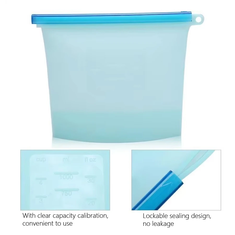 1000ml Reusable Silicone Food  - Food Storage Silicone Bags recension och pris
