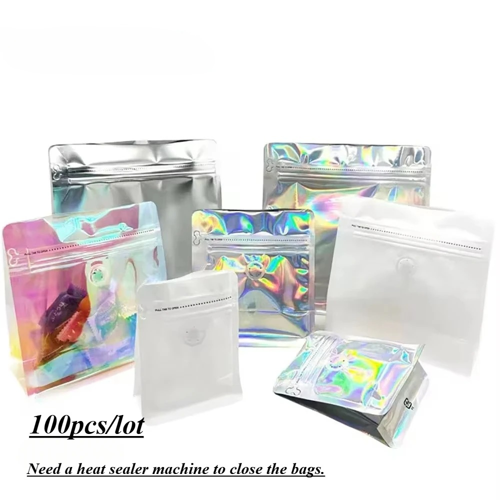 100pcs Pink Rainbow Laser Holo - Food Storage In Mylar Bags recension och pris