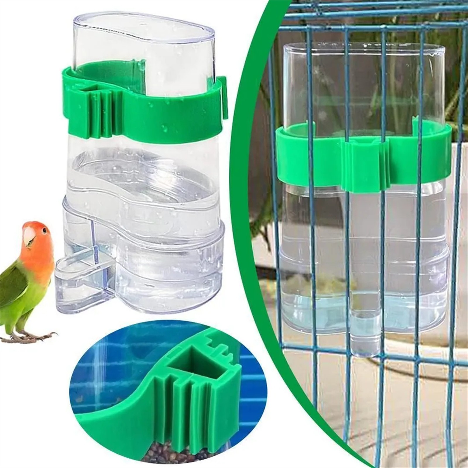Bird Water Drinker Feeder Cont - Portion Control Container recension och pris