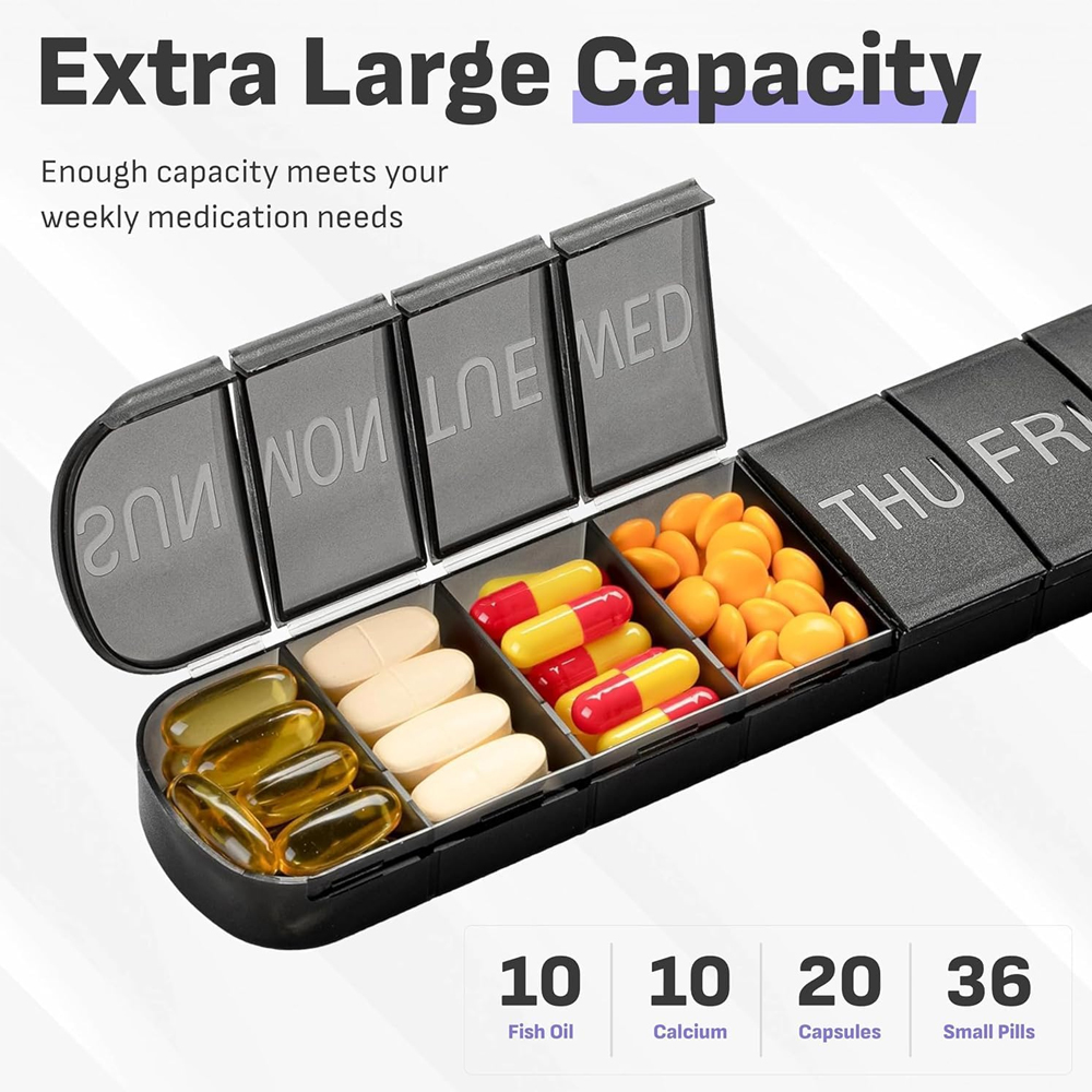 Travel Pill Box 7 Day Extra La - Portion Control Container recension och pris