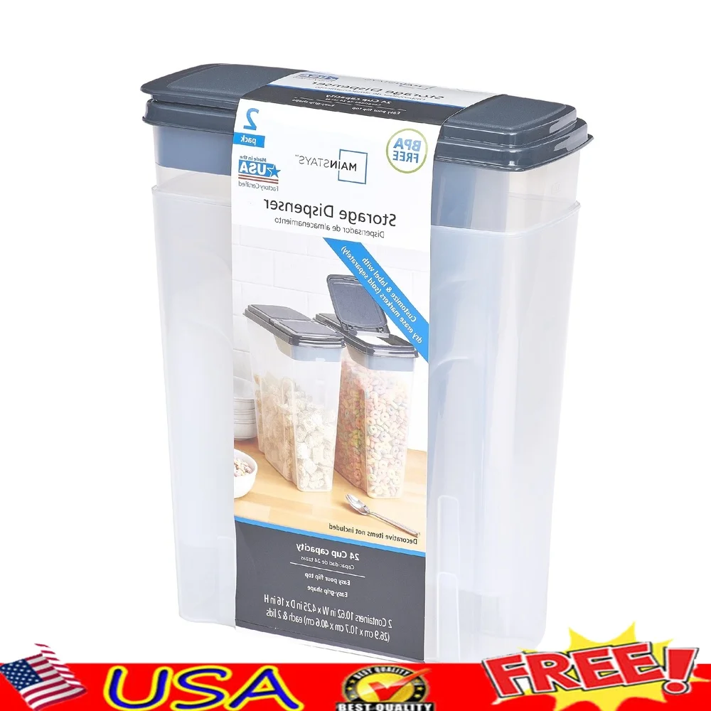 2-Pack Plastic Cereal Dispense - Food Storage Quart Containers recension och pris