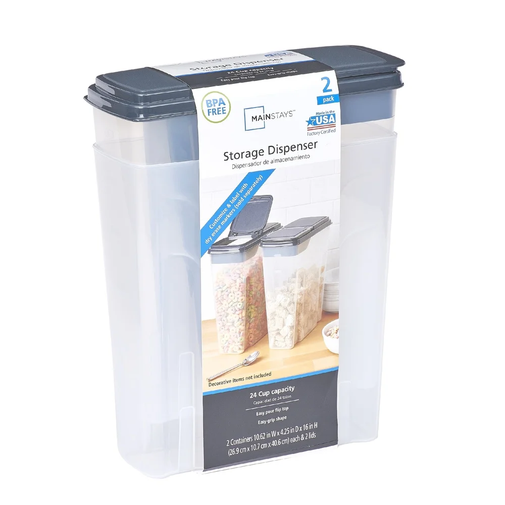 2-Pack Plastic Cereal Dispense - Food Storage Quart Containers recension och pris