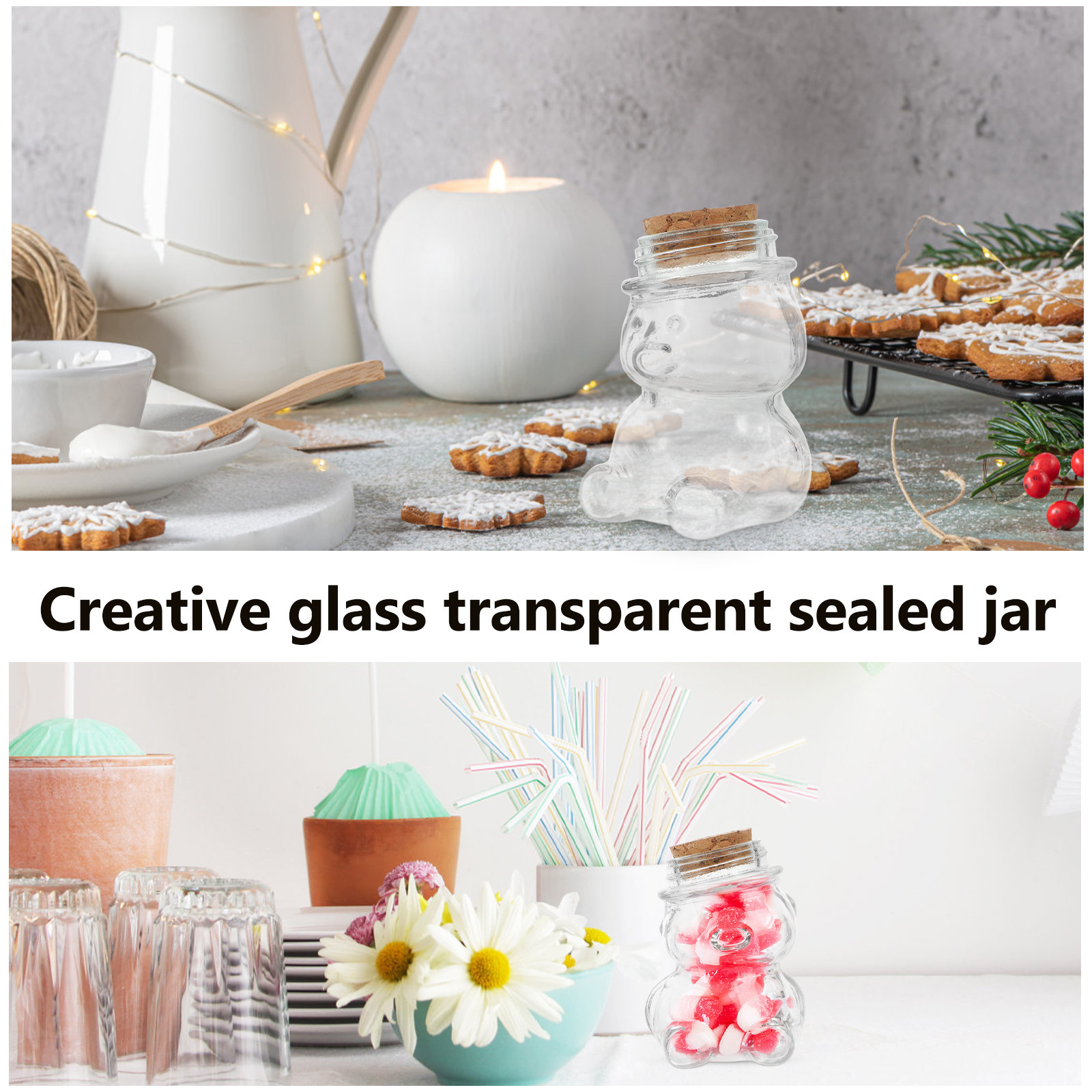 4Pcs Glass Candy Jar Set Trans - Set Food Storage recension och pris