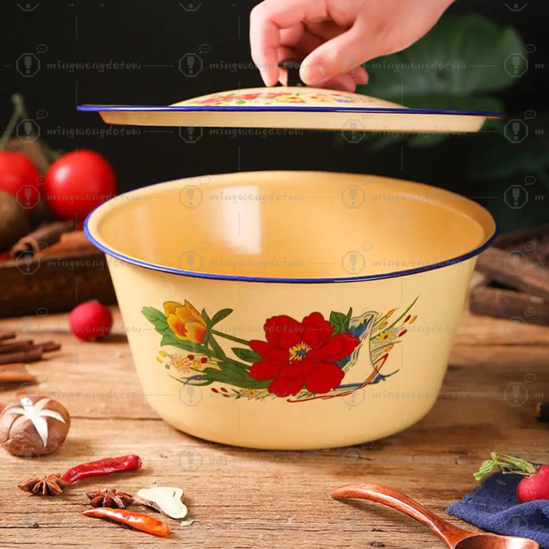 Food Storage Pot Enamel Basin  - Food Storage Yellow recension och pris