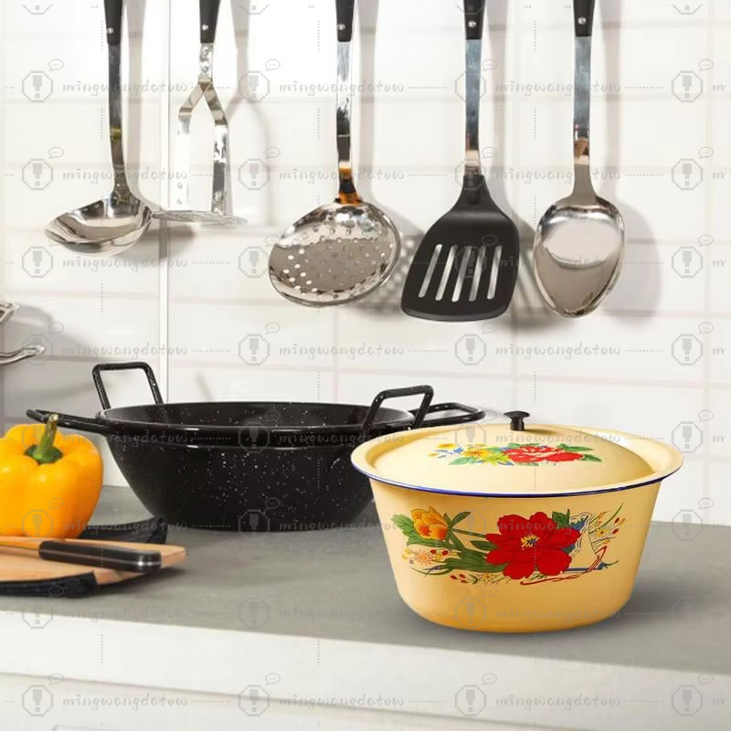 Food Storage Pot Enamel Basin  - Food Storage Yellow recension och pris