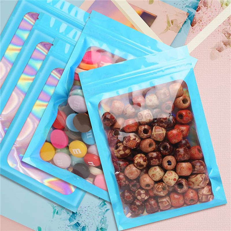 ABWZ-300Pcs Resealable Hologra - Food Storage In Mylar Bags recension och pris