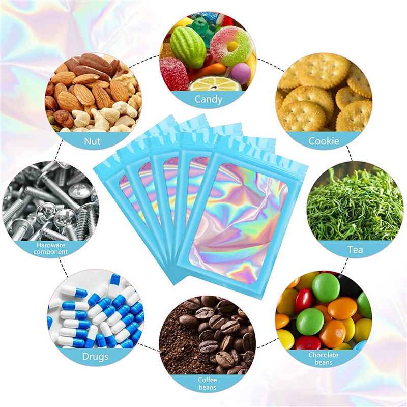 ABWZ-300Pcs Resealable Hologra - Food Storage In Mylar Bags recension och pris
