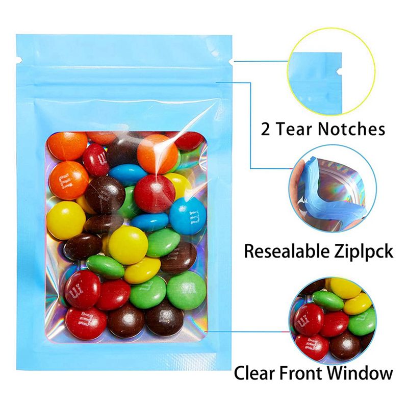 ABWZ-300Pcs Resealable Hologra - Food Storage In Mylar Bags recension och pris