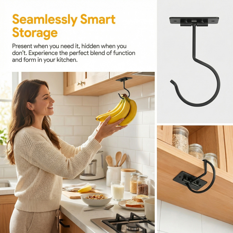 Black Metal Self-Adhesive Bana - Food Storage Cabinet For Kitchen recension och pris
