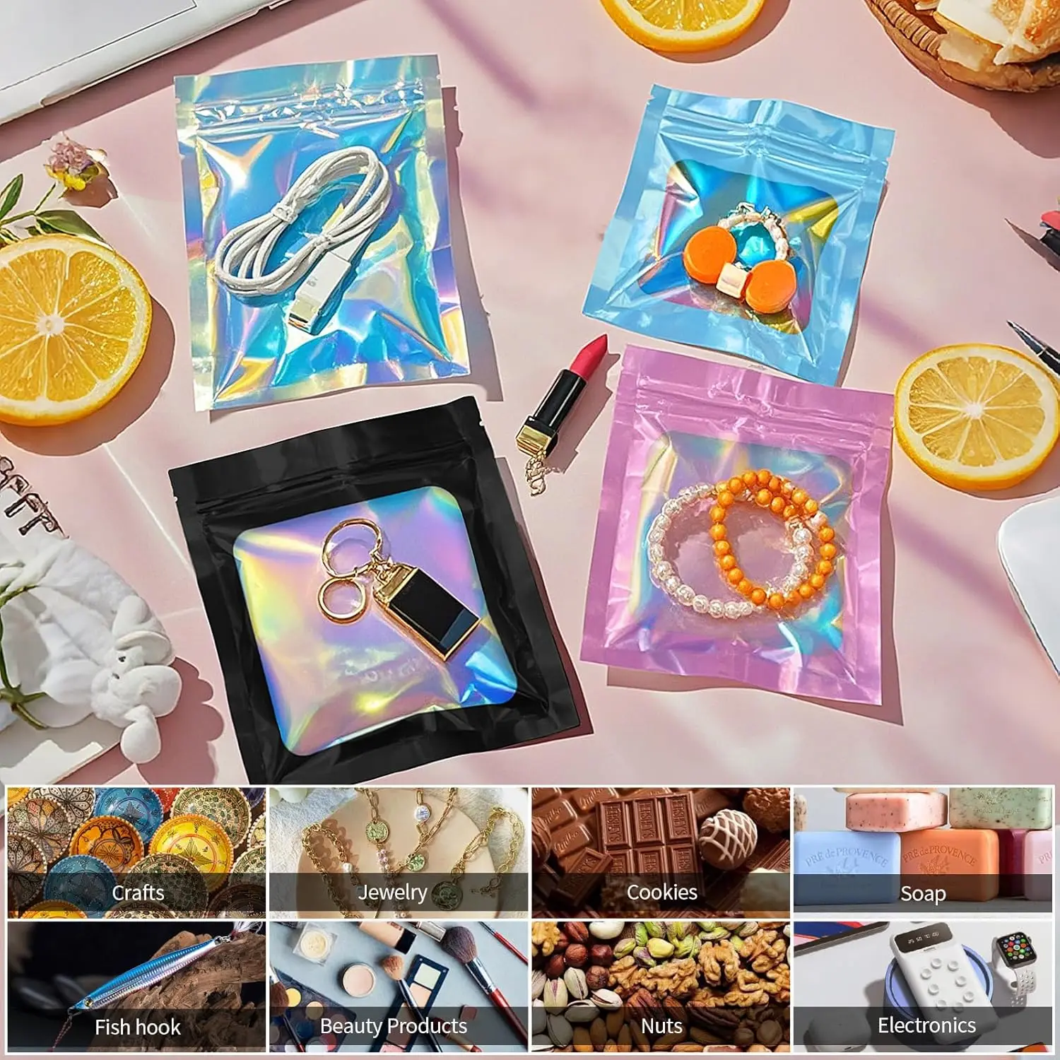 Resealable Holographic Rainbow - Food Storage In Mylar Bags recension och pris