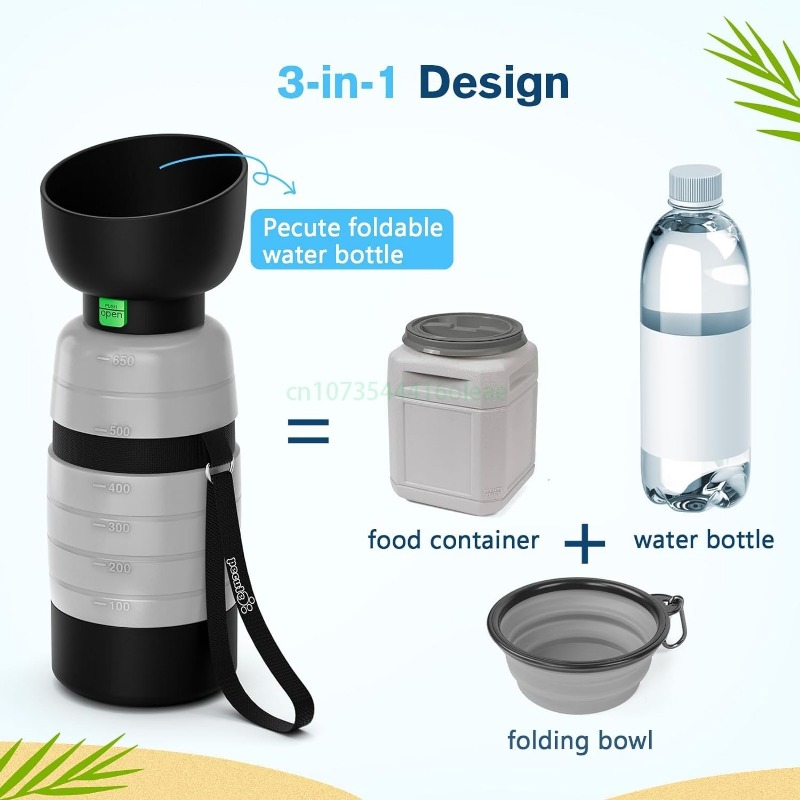 650ML Dog Water Bottle with 15 - Portion Control Container recension och pris