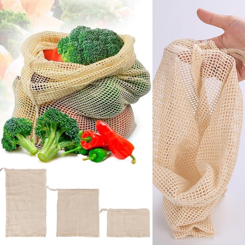 3PCS/LOT Cotton Mesh Vegetable - Produce Bag Reusable Mesh recension och pris
