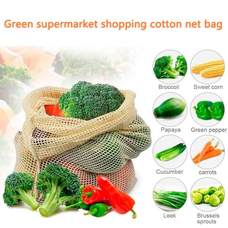 3PCS/LOT Cotton Mesh Vegetable - Produce Bag Reusable Mesh recension och pris